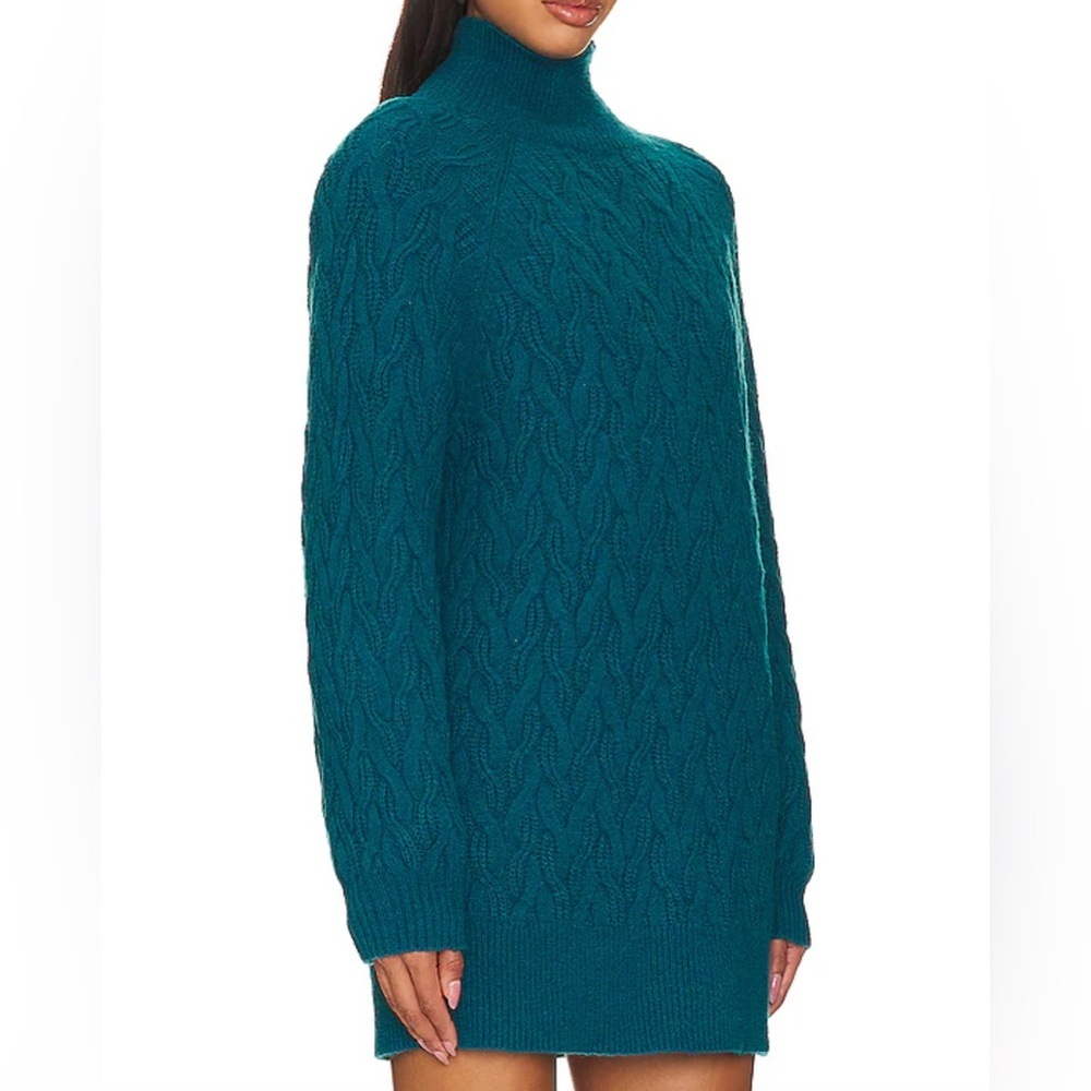 525 Oversized Cable Knit Cozy Pullover Sweater Turquoise Size XS